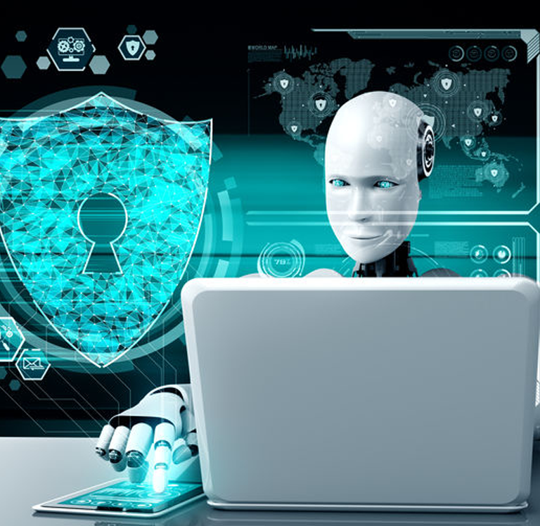 AI robot using cyber security to protect information privacy